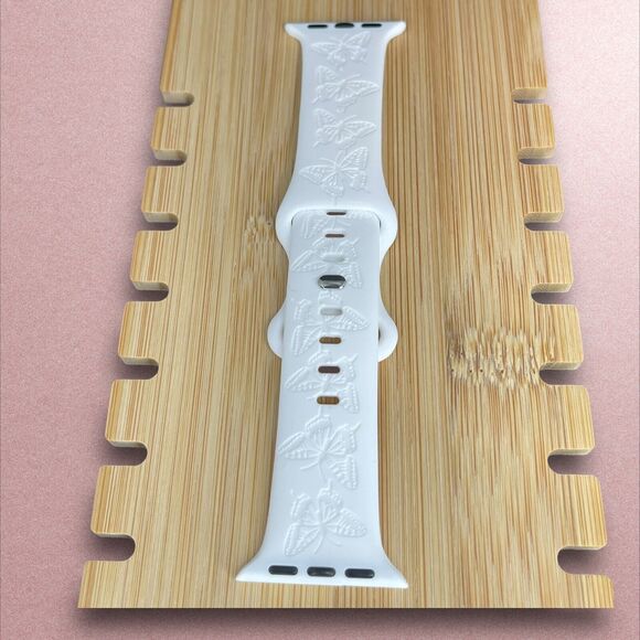 Apple Watch Band Butterfly Silicone Strap Buckle White 42/44/45/49mm NWT - Picture 6 of 10